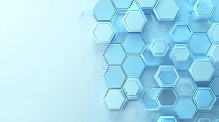 Abstract light blue background with hexagon shapes for a medical technology...