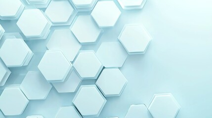 Abstract light blue background with hexagon shapes for a medical technology...