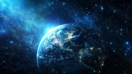 Communication technology for internet business. global world network and...