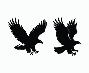 Obraz premium Bald eagle silhouette EPS vector isolated illustration and icon template on a white background