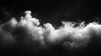 Obraz premium Dramatic black and white cloud formation against a dark background, evoking a sense of mystery and elegance in the atmosphere.