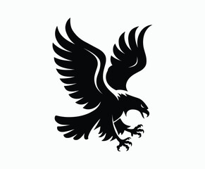 Obraz premium Bald eagle silhouette EPS vector isolated illustration and icon template on a white background