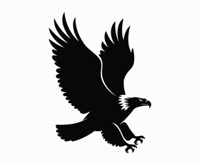 Obraz premium Bald eagle silhouette EPS vector isolated illustration and icon template on a white background