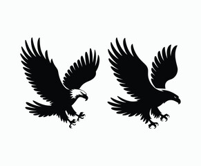 Obraz premium Bald eagle silhouette EPS vector isolated illustration and icon template on a white background