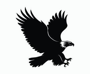 Obraz premium Bald eagle silhouette EPS vector isolated illustration and icon template on a white background