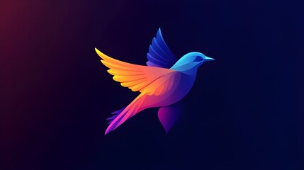 Fototapeta premium Bird logo features a stylish, vibrant design with gradient colors design