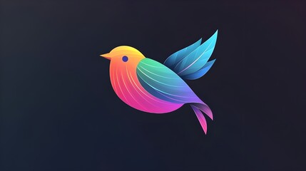 Obraz premium Colorful gradient enhances the stylish design of the bird logo design