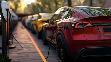 Naklejka premium Electric cars charging in 