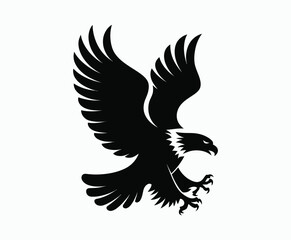 Obraz premium Bald eagle silhouette EPS vector isolated illustration and icon template on a white background