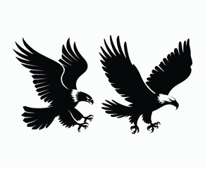 Obraz premium Bald eagle silhouette EPS vector isolated illustration and icon template on a white background