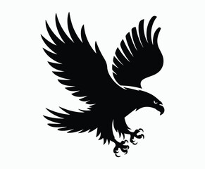 Obraz premium Bald eagle silhouette EPS vector isolated illustration and icon template on a white background