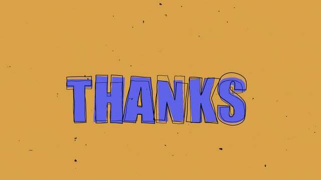 Animated blue thank you text on an orange background in scrabble style.
