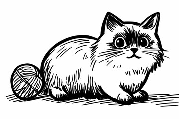 Obraz premium Adorable cat coloring page for children, perfect for creative stock illustrations.