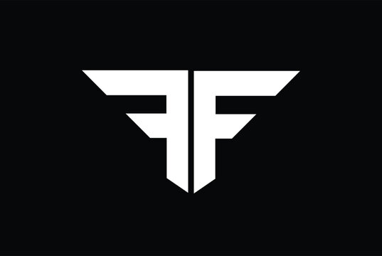 TFF ,FTF triangle logo design, FF, FT, TF, creative logo with black background