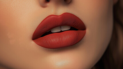 Fototapeta premium close up of a woman lips with lipstick , lips with makeup