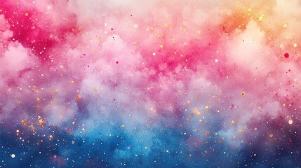 Fototapeta premium A vibrant blend of colors creating a magical cosmic background with sparkling stars and ethereal clouds.
