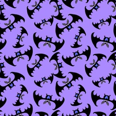 Halloween animals seamless bats vampire pattern for wrapping paper and fabrics