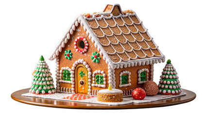  Gingerbread House on transparent background.