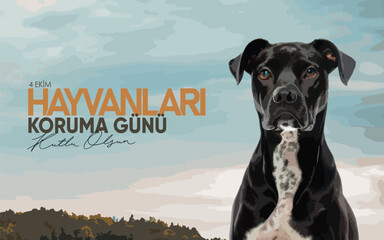4 Ekim, hayvanları koruma günü tasarımı. Translation: October 4th, animal protection day design.