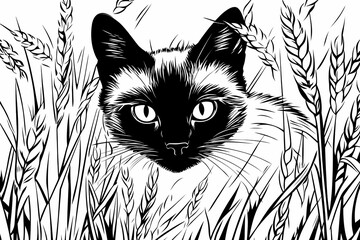 Obraz premium Adorable cat coloring page for children, perfect for creative stock illustrations.