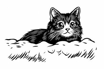 Obraz premium Adorable cat coloring page for children, perfect for creative stock illustrations.