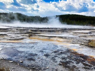 Great Fountain Geyser in the Lower Geyser Basin, Yellowstone National Park in Wyoming.