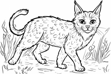 Obraz premium Adorable cat coloring page for children, perfect for creative stock illustrations.