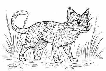 Obraz premium Adorable cat coloring page for children, perfect for creative stock illustrations.