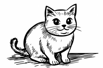 Obraz premium Adorable cat coloring page for children, perfect for creative stock illustrations.