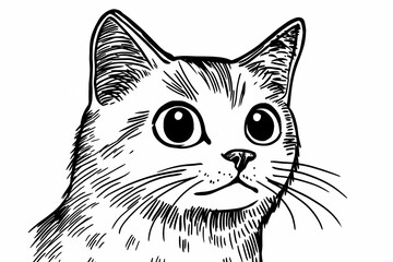 Obraz premium Adorable cat coloring page for children, perfect for creative stock illustrations.