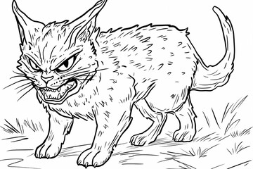  Adorable cat coloring page for children, perfect for creative stock illustrations.