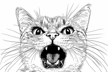 Obraz premium Adorable cat coloring page for children, perfect for creative stock illustrations.