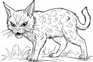  Adorable cat coloring page for children, perfect for creative stock illustrations.