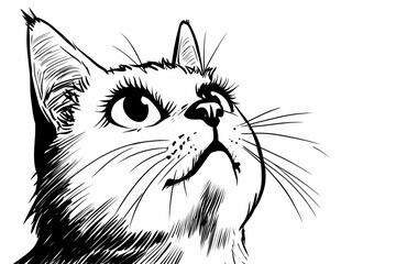  Adorable cat coloring page for children, perfect for creative stock illustrations.