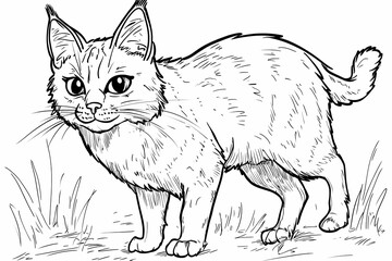  Adorable cat coloring page for children, perfect for creative stock illustrations.
