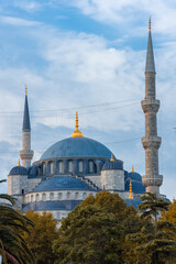 Obraz premium Autumnal view of the Blue Mosque from Sultanahmet Square, Istanbul, Turkey