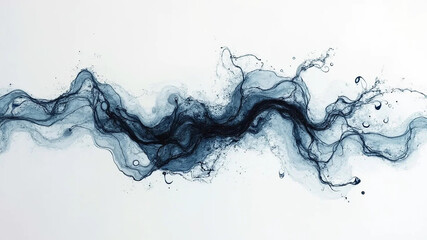 Mix of ink in water on an isolated white background, widescreen 16:9, 300 dpi, with free space for text