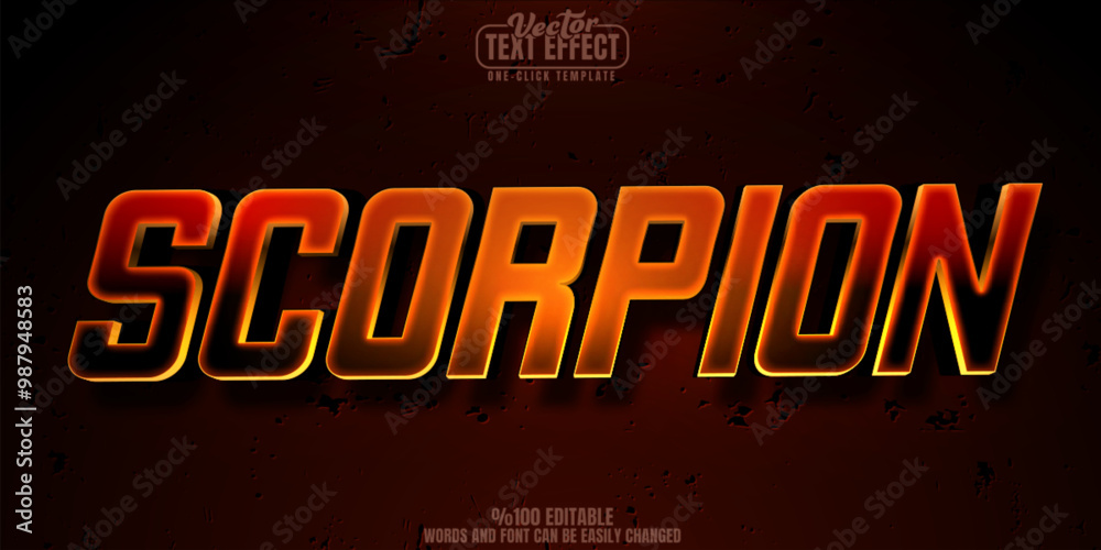 Poster scorpion editable text effect, customizable game and desert 3d font style
