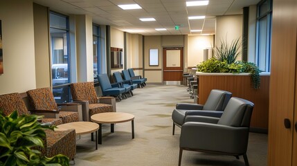 A hospital break room designed for nurse relaxation, equipped with comfortable seating and calming decor to promote mental health