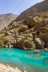 Naklejka premium Turquoise water of the Seven Lakes in the Fann Mountains, Tajikistan