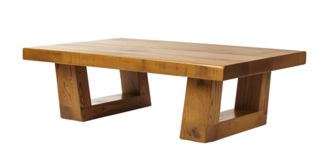 A wooden table with a triangular shape and a brown color