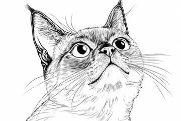 Obraz premium Adorable cat coloring page for children, perfect for creative stock illustrations.