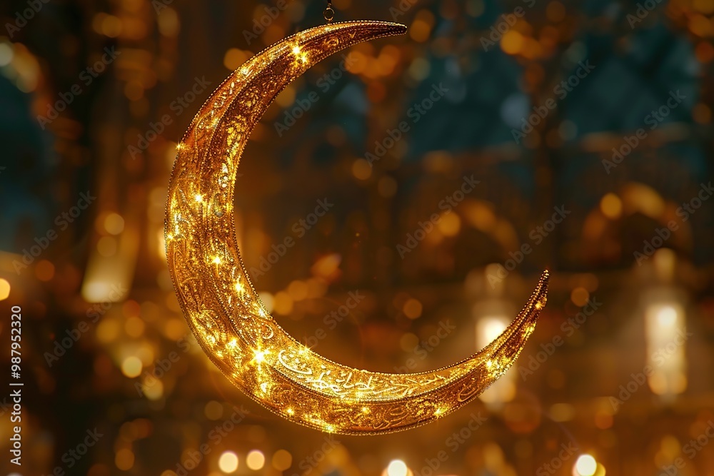 Wall mural Golden Crescent Moon Decoration