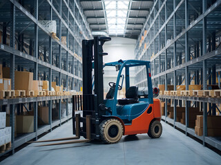 carretilla elevadora remada en un almacén moderno
