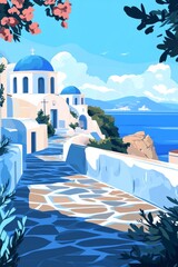 Fototapeta premium greek holiday themed background vector illustration poster 