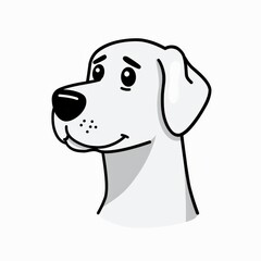 Drawing illustration of a lovely and happy labrador head front 