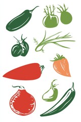 simple vector stenciled vegetable shapes