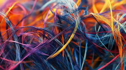 Close-up of Multicolored Textured Fabric with Interwoven Strands