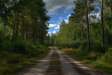 Fototapeta premium Dirt Road Through a Forest in the Woods