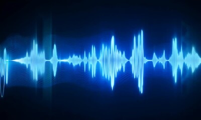 Black loudspeaker with sound waves on dark background - Powered by Adobe